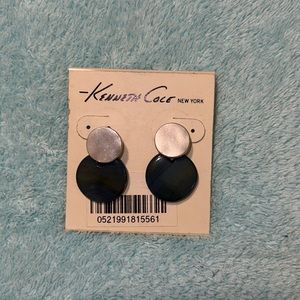 Kenneth Cole New York Blue & Silver Tone Earrings Brand New